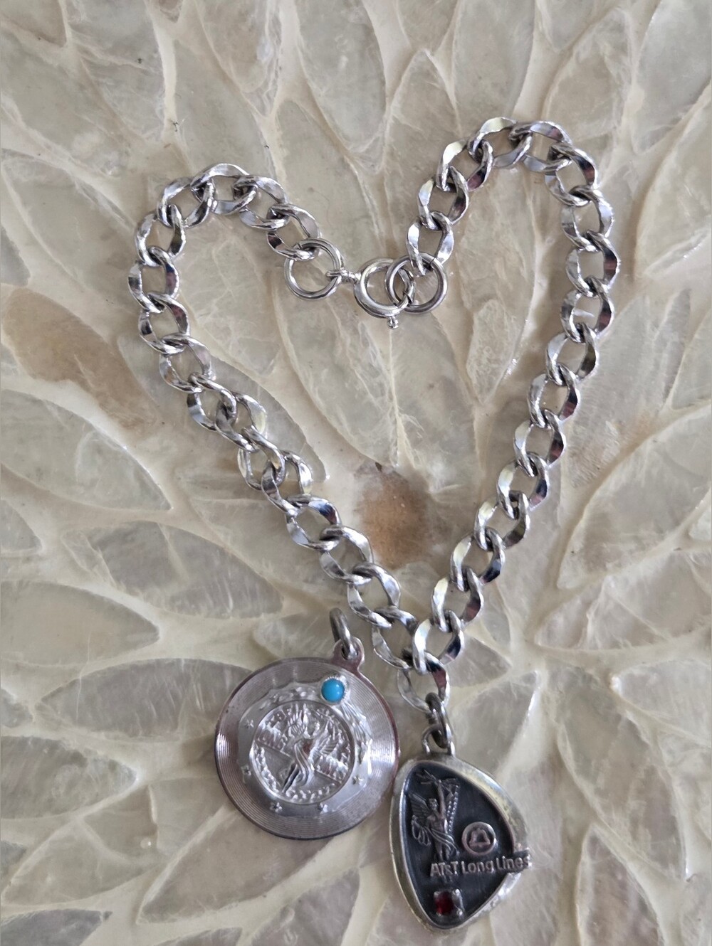 Vintage AT&T Sterling Silver Charms On A Curb Link Bracelet. - Picture 1 of 7